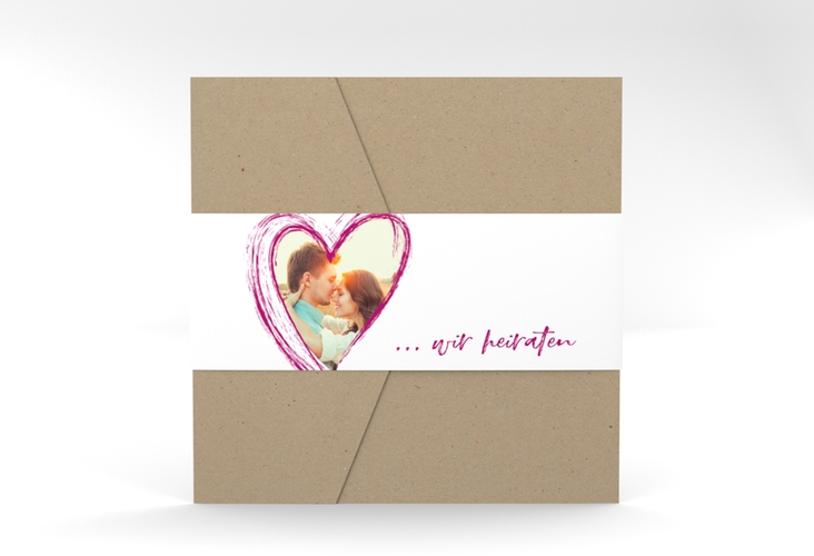 Hochzeitseinladung Liebe Pocketfold pink