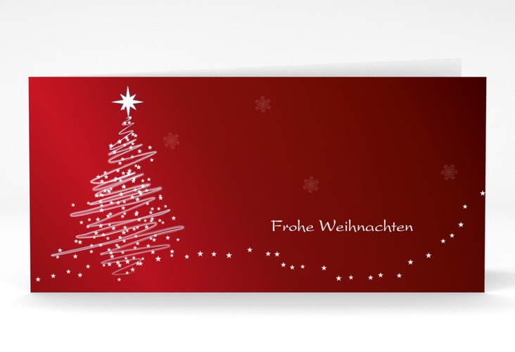 Business-Weihnachtskarte Weihnachtsbaum lange Klappkarte quer hochglanz