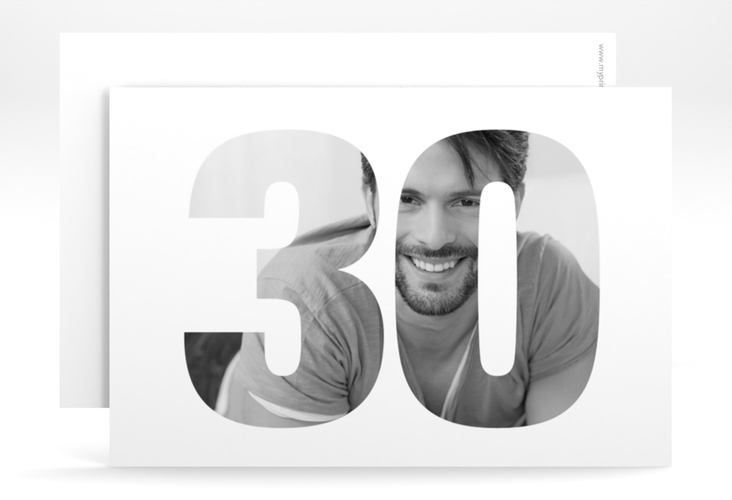 Einladung 30. Geburtstag Numbers A6 Karte quer weiss