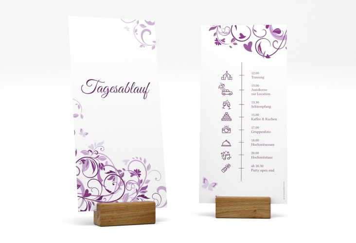 Tagesablauf Hochzeit Lilly lange Karte hoch lila