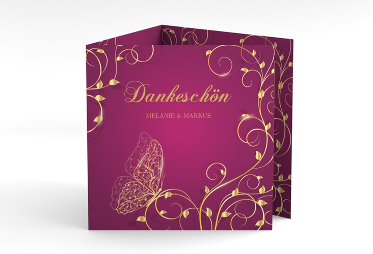 Dankeskarte Hochzeit Eternity quadr. Doppel-Klappkarte pink