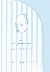 Klick: Details zu Hochzeitseinladung "Chic" anzeigen Hochzeitseinladung Chic mittlere Bogen-Wickelfalzkarte blau