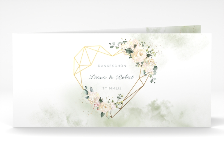 Dankeskarte Hochzeit Adore lange Klappkarte quer gruen