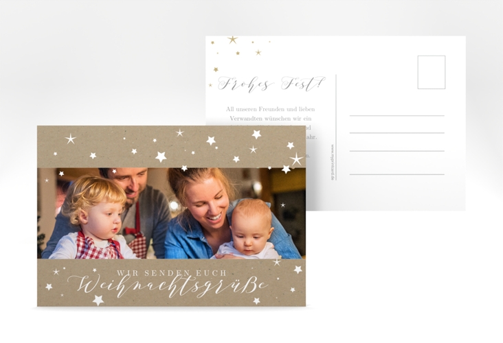 Weihnachtskarte Sternennacht A6 Postkarte hochglanz für Weihnachtsgrüße mit Familienfoto