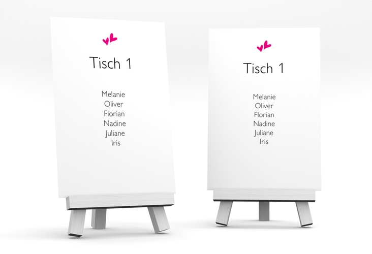 Tischaufsteller Hochzeit Twohearts Tischaufsteller pink