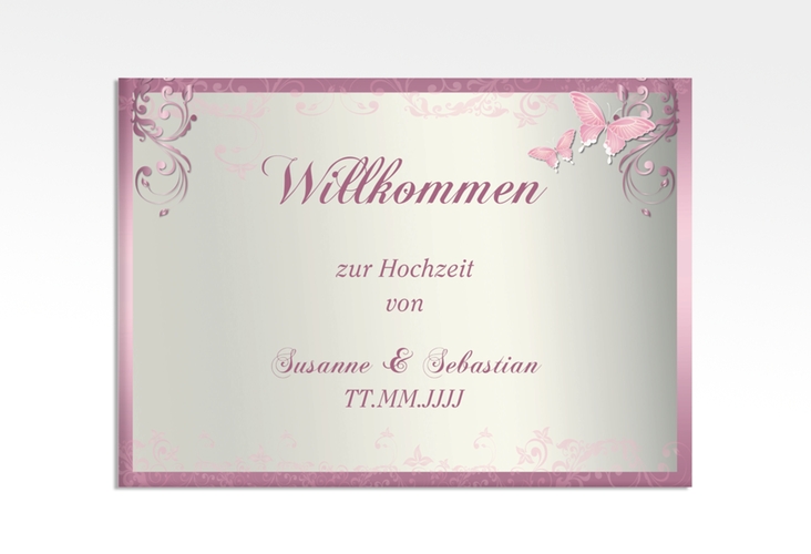 Willkommensschild Leinwand Toulouse 70 x 50 cm Leinwand rosa