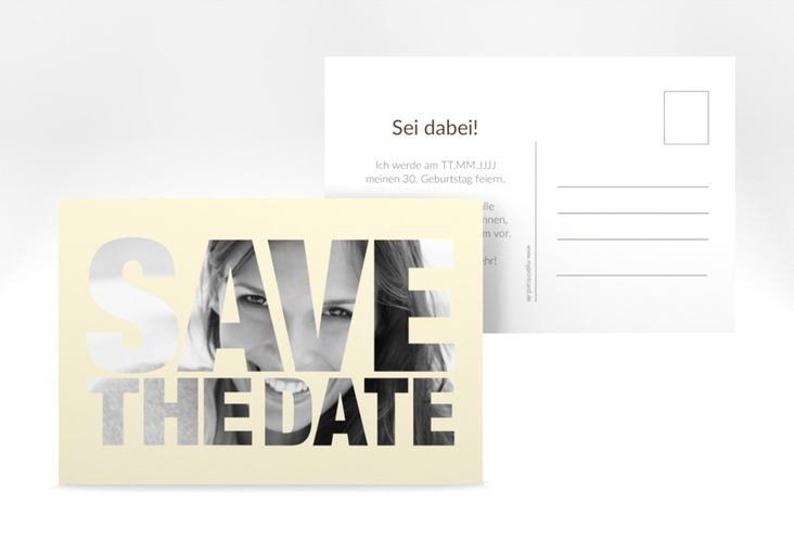 Save the Date-Postkarte Geburtstag Numbers A6 Postkarte beige