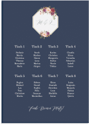 Klick: Details zu Sitzplan Leinwand Hochzeit "Prachtvoll" anzeigen Sitzplan Leinwand Hochzeit Prachtvoll 50 x 70 cm Leinwand blau