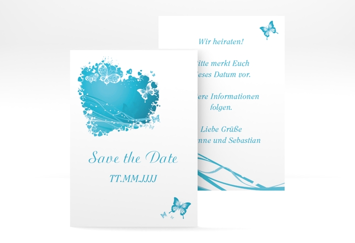 Save the Date-Visitenkarte Mailand Visitenkarte hoch tuerkis hochglanz