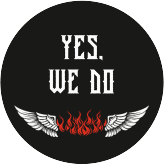 Aufkleber Hochzeit Biker Aufkleber, selbstklebend, rund schwarz mit Rocker-Paar auf Motorrad