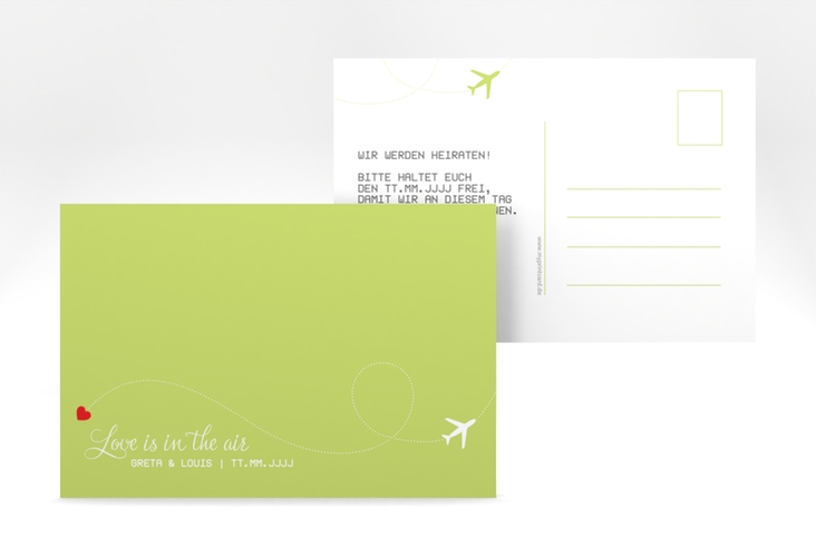 Save the Date-Postkarte Weddingpass A6 Postkarte gruen
