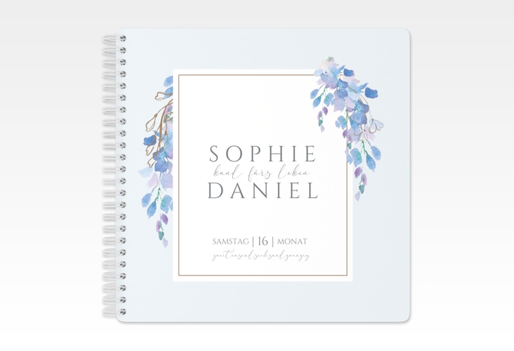 Gästebuch Hochzeit Blauregen Ringbindung mit Wisteria-Blüten