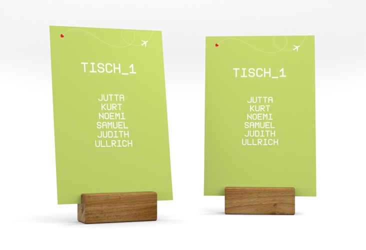 Tischaufsteller Hochzeit Weddingpass Tischaufsteller gruen hochglanz