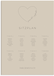 Klick: Details zu Sitzplan Leinwand Hochzeit "Lebenstraum" anzeigen Sitzplan Leinwand Hochzeit Lebenstraum 50 x 70 cm Leinwand beige