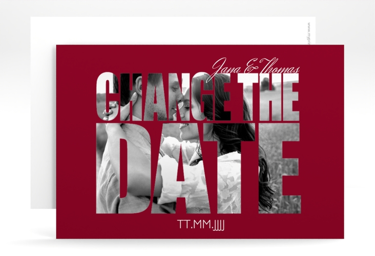 Change the Date-Karte Hochzeit Letters A6 Karte quer rot