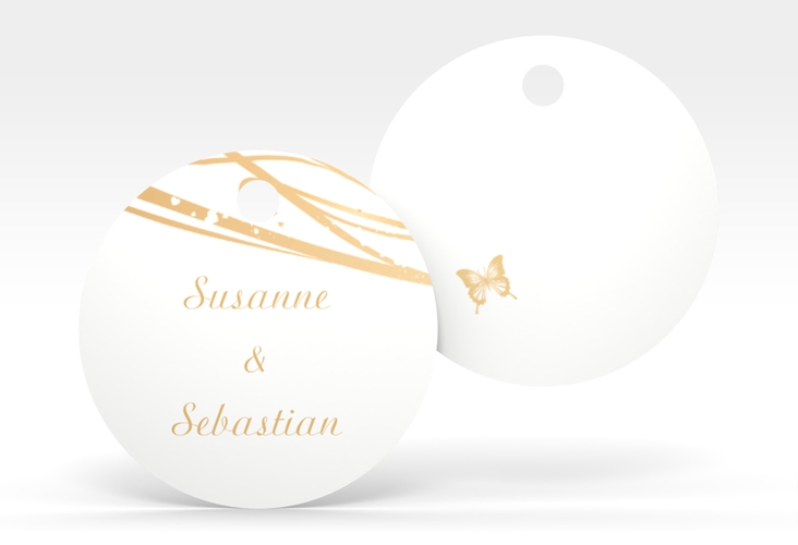 Geschenkanhänger Hochzeit Mailand Geschenkanhänger, rund beige