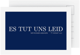 Klick: Details zu Absagekarte "Simpel" anzeigen Absagekarte Simpel A6 Postkarte blau