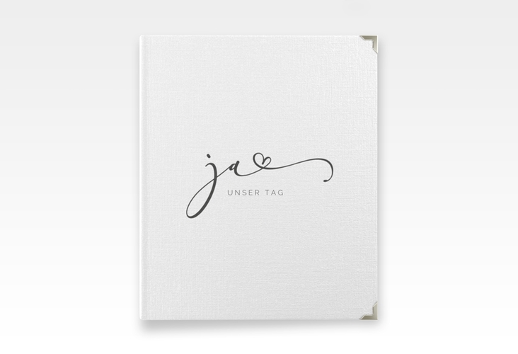 Hochzeitsalbum Jawort 21 x 25 cm weiss modern minimalistisch mit veredelter Aufschrift