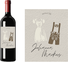 Weinetikett zur Hochzeit "Trachtenhochzeit"