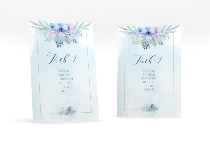 Tischaufsteller Hochzeit Surfinia Tischaufsteller blau