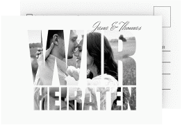 Antwortkarte Hochzeit Letters A6 Postkarte weiss