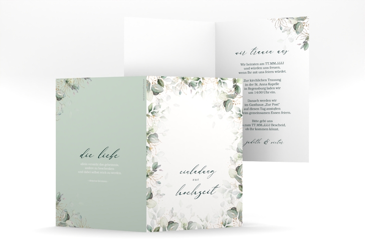 Einladungskarte Hochzeit Poesia A6 Klappkarte hoch weiss hochglanz