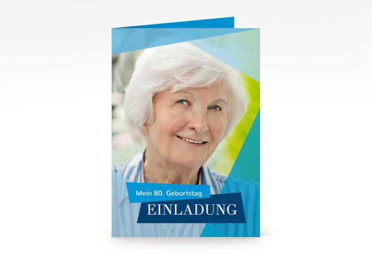 Einladung 80. Geburtstag Shapes A6 Klappkarte hoch