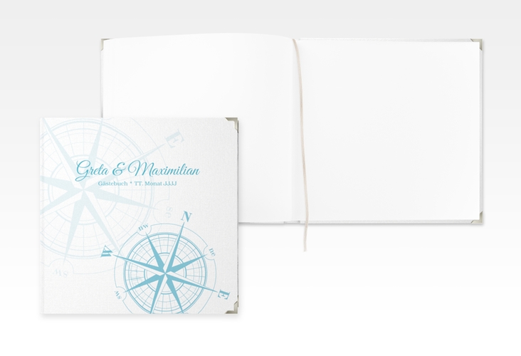 Gästebuch Selection Hochzeit Windrose Leinen-Hardcover tuerkis