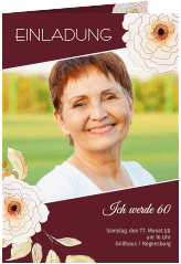 Einladung 60. Geburtstag Fleur A6 Klappkarte hoch rot