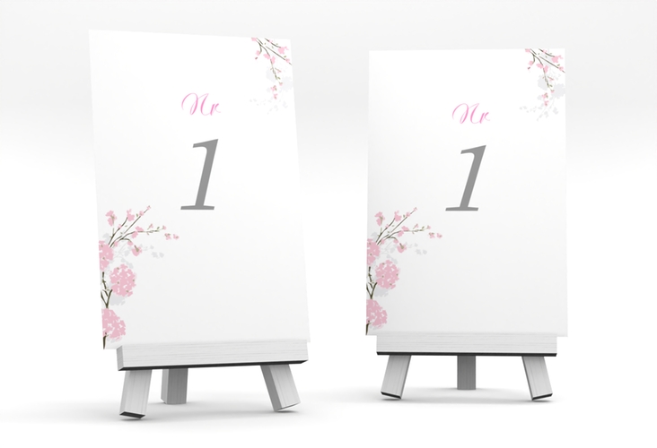 Tischnummer Hochzeit Salerno Tischaufsteller rosa