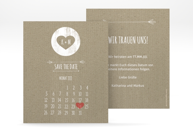 Save the Date-Kalenderblatt Shabby Kalenderblatt-Karte