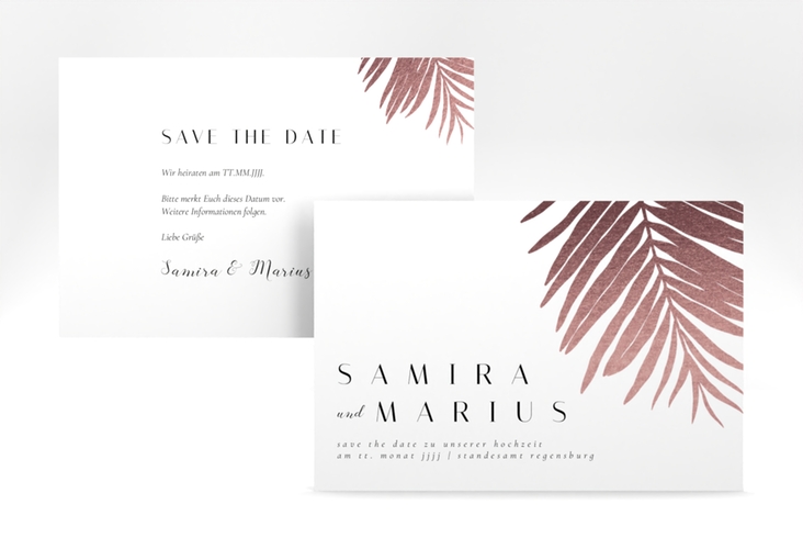 Save the Date-Karte Palmenblatt A6 Karte quer mit Palmenwedel