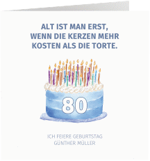 Einladung 80. Geburtstag Geburtstagskerzen quadr. Klappkarte bunt