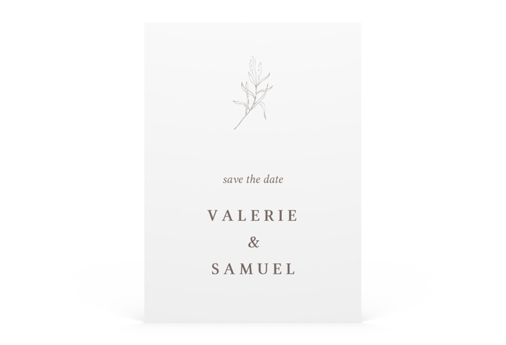 Save the Date-Visitenkarte Ivy Visitenkarte hoch weiss hochglanz minimalistisch mit kleiner botanischer Illustration