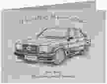 Einladung Geburtstag Oldtimer A6 Klappkarte quer beige