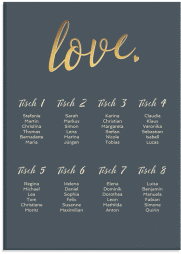 Klick: Details zu Sitzplan Leinwand Hochzeit "Glam" anzeigen Sitzplan Leinwand Hochzeit Glam 50 x 70 cm Leinwand blau