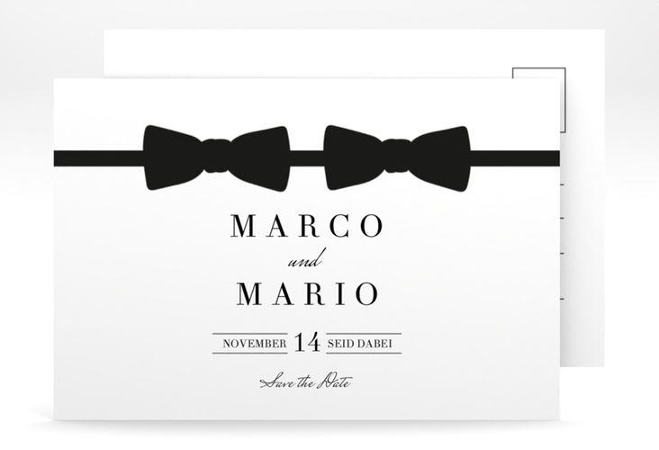 Save the Date-Postkarte Suits A6 Postkarte schwarz