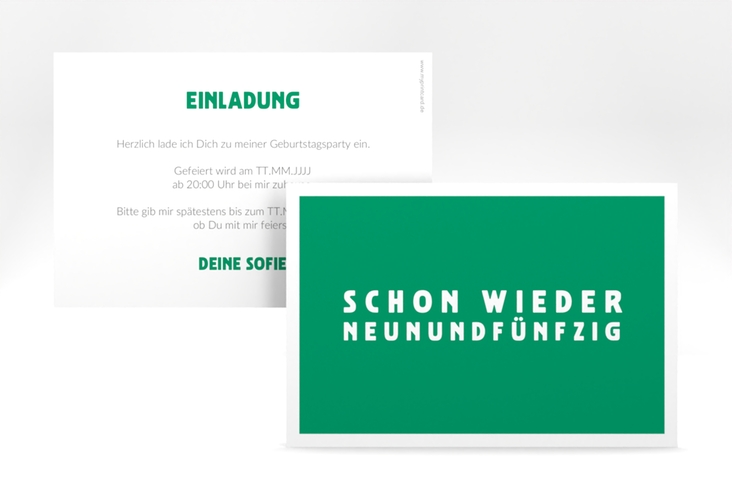 Einladung 60. Geburtstag Gag A6 Karte quer gruen