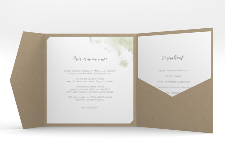 Hochzeitseinladung Adore Pocketfold gruen