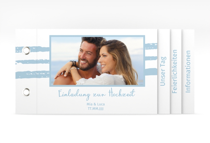 Hochzeitseinladung Mare Booklet blau hochglanz
