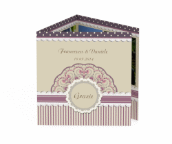 Klick: Details zu Ringraziamenti matrimonio collezione Sorrento anzeigen Ringraziamenti matrimonio collezione Sorrento Quadr. Karte doppelt lila