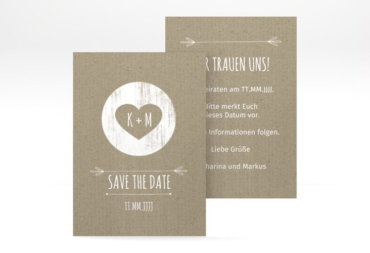 Save the Date-Visitenkarte Shabby Visitenkarte hoch Kraftpapier hochglanz