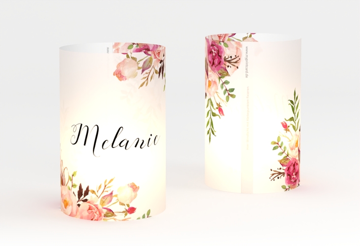 Windlicht Hochzeit Flowers Windlicht weiss mit bunten Aquarell-Blumen