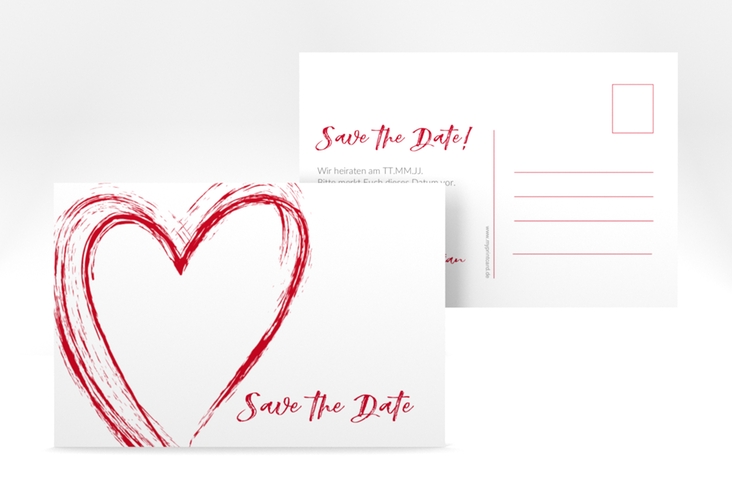 Save the Date-Postkarte Liebe A6 Postkarte rot