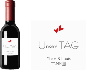 Klick: Details zu Piccoloetikett Hochzeit "Twohearts" anzeigen Piccoloetikett Hochzeit Twohearts Etikett Piccolo rot