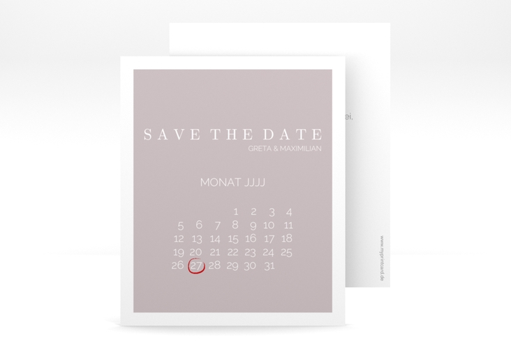 Save the Date-Kalenderblatt Simply Kalenderblatt-Karte grau hochglanz