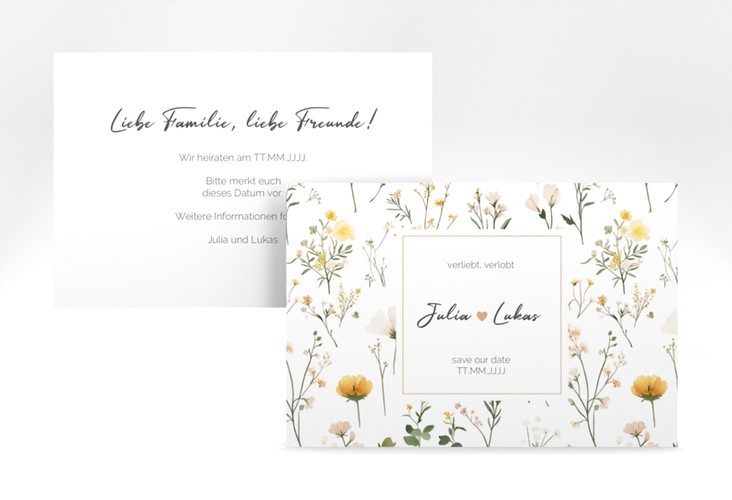 Save the Date-Karte Blumenwiese A6 Karte quer bunt hochglanz
