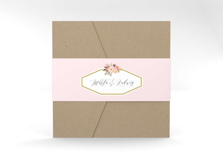 Hochzeitseinladung Prachtvoll Pocketfold rosa