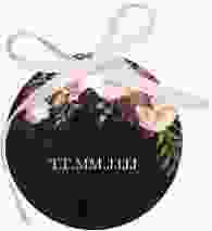 Geschenkanhänger Hochzeit Flowers Geschenkanhänger, rund schwarz mit bunten Aquarell-Blumen
