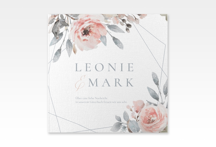 Gästebuch Selection Hochzeit Perfection Leinen-Hardcover weiss mit rosa Rosen